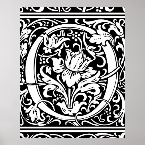 Letter O Medieval Monogram Art Nouveau Poster