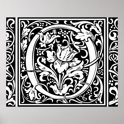 Letter O Medieval Monogram Art Nouveau Poster