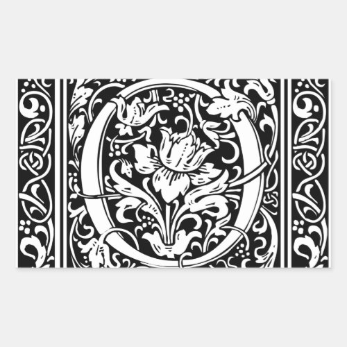 Letter O Medieval Monogram Art Nouveau Rectangular Sticker