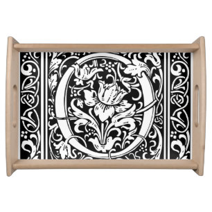 Letter O Medieval Monogram Art Nouveau Serving Tray