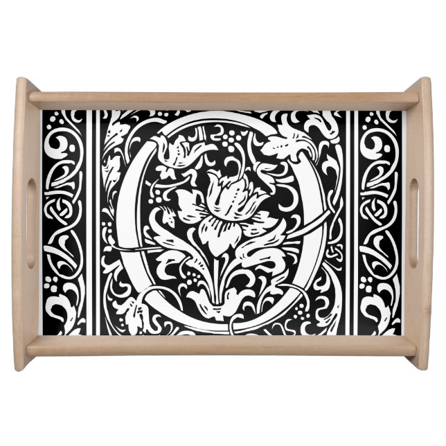 Letter O Medieval Monogram Art Nouveau Serving Tray (Front)