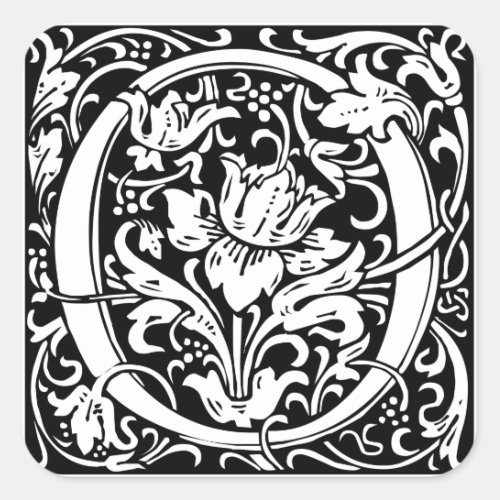 Letter O Medieval Monogram Art Nouveau Square Sticker