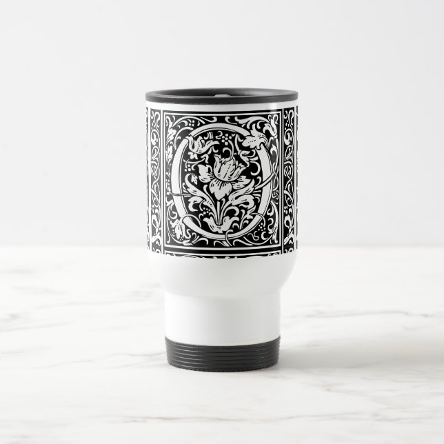 Letter O Medieval Monogram Art Nouveau Travel Mug (Center)