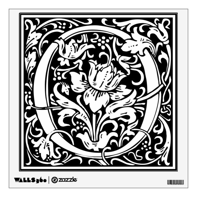 Letter O Medieval Monogram Art Nouveau Wall Sticker (Front)
