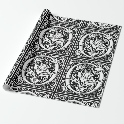 Letter O Medieval Monogram Art Nouveau Wrapping Paper