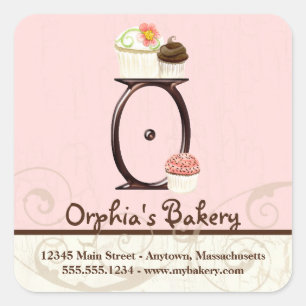Letter O Monogram Cupcake Logo Business Stickers