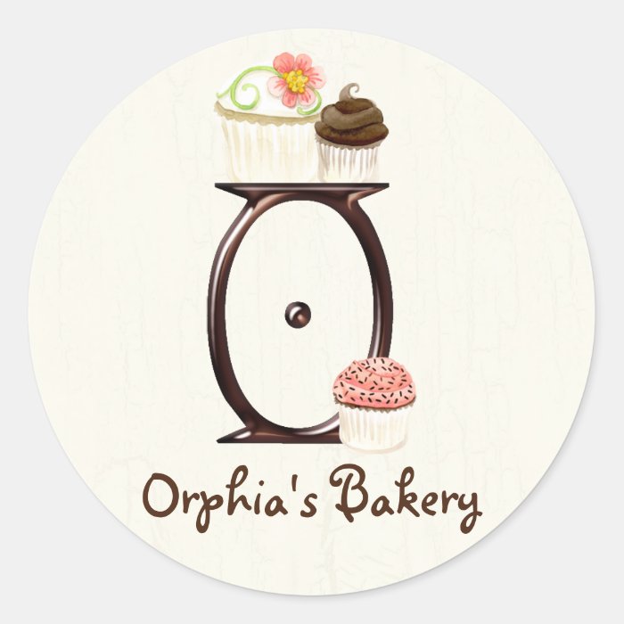 Letter O Monogram Cupcake Logo Business Stickers