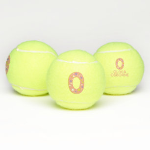 Letter O monogram girls personalized coral Tennis Balls