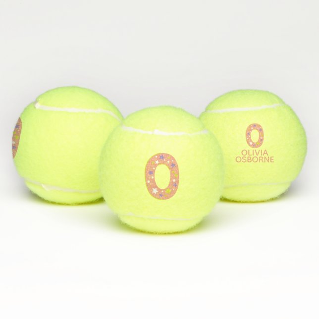 Letter O monogram girls personalized coral Tennis Balls (Multi)