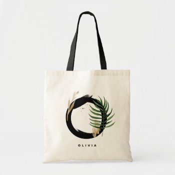 Letter O Monogram | Tropical Leaves Bridesmaid Tote Bag by KeikoPrints at Zazzle