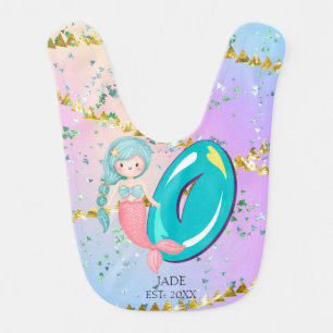Letter O Monogram Watercolor Cute Mermaid Nursery Baby Bib