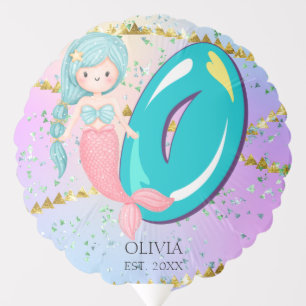Letter O Monogram Watercolor Cute Mermaid Nursery Balloon