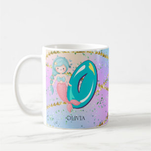Letter O Monogram Watercolor Cute Mermaid Nursery Coffee Mug