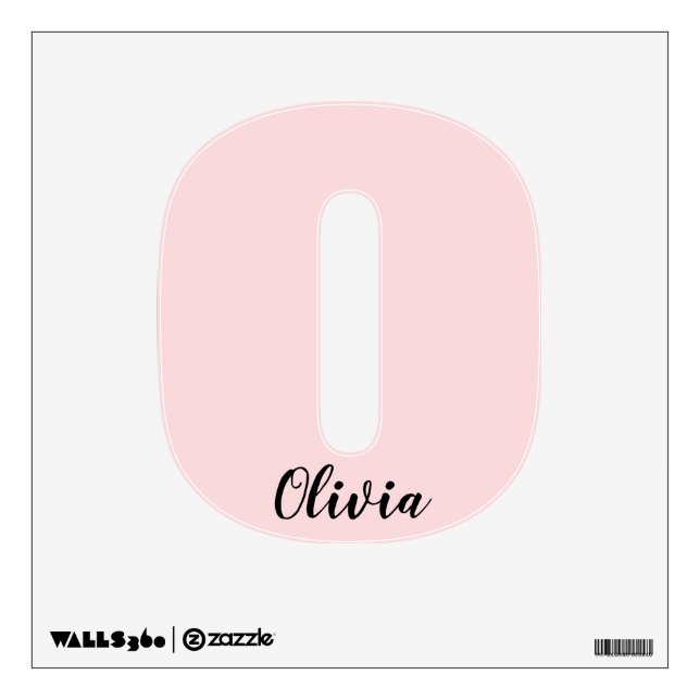 Letter O Pale Pink Black Name Script Elegant Wall Decal (Front)