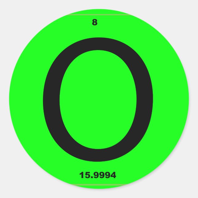 Letter O periodic table Classic Round Sticker (Front)