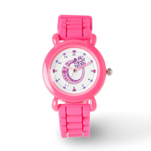 Letter O pink monogram personalized girls watch