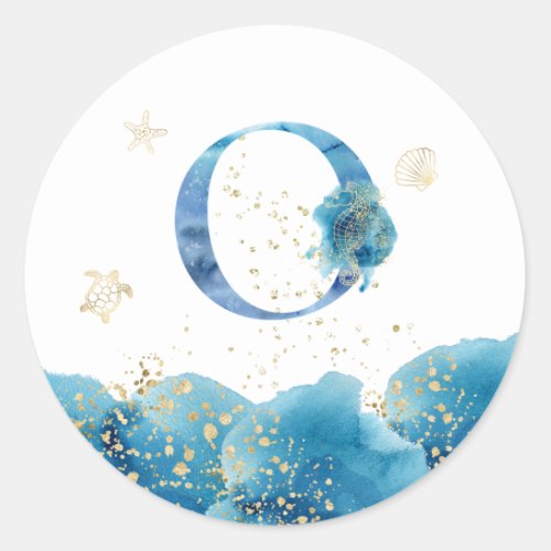   LETTER  O _ Sea Ocean Beach Envelope  Sticker