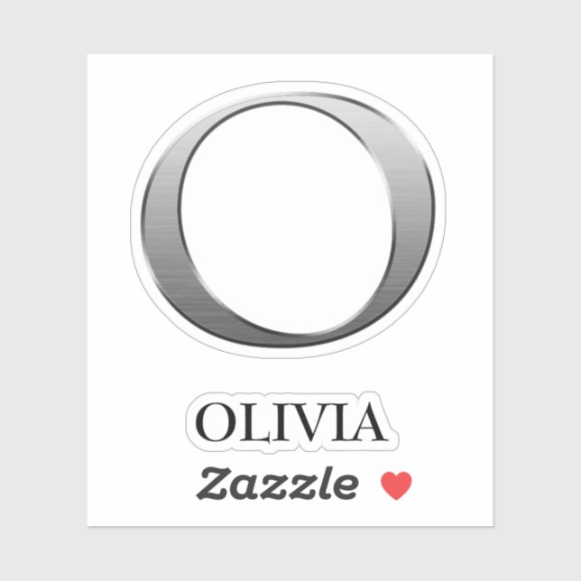 Letter O Two-Tone Silver Gray and Name Sticker (Sheet)
