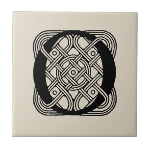 Letter O Vintage Celtic Knot Monogram Ceramic Tile