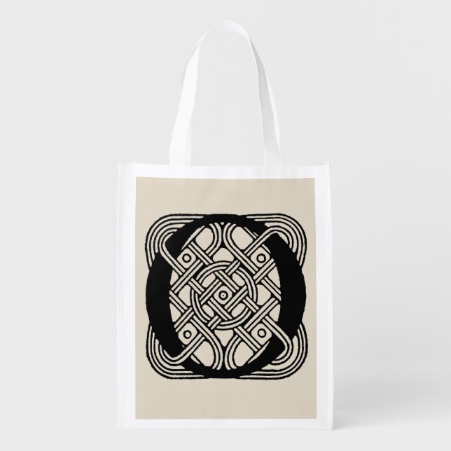 Letter O Vintage Celtic Knot Monogram Grocery Bag (Front)