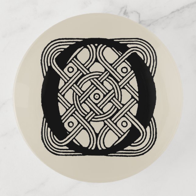 Letter O Vintage Celtic Knot Monogram Trinket Tray (Front)