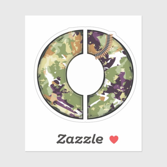 Letter O with Military camouflage Texture Sticker (Sheet)