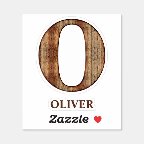 Letter O wood texture with custom name Sticker