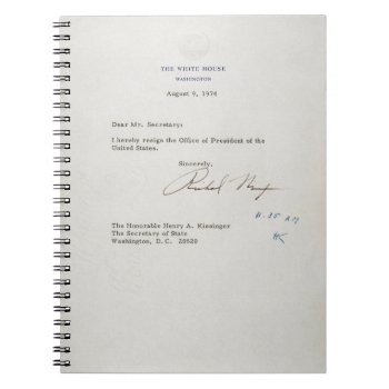 Letter Of Resignation Of Richard M. Nixon 1974 Notebook by EnhancedImages at Zazzle