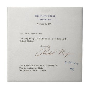 Letter Of Resignation Of Richard M. Nixon 1974 Tile by EnhancedImages at Zazzle