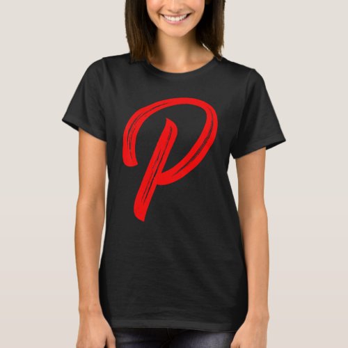 Letter P Alphabet Large Red Graphic Initial T_Shirt