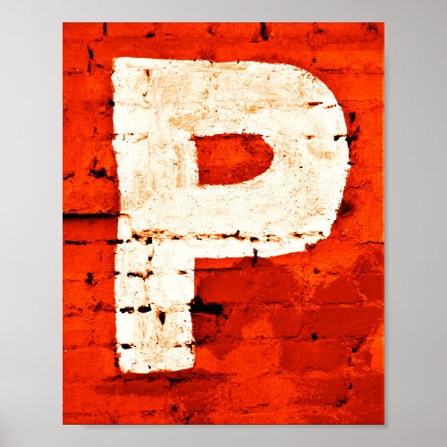Letter P Alphabet Photography in Red  White Poster