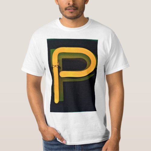 Letter P Alphabet Photography in Yellow Neon T_Shirt