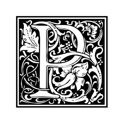 Letter P art nouveau black and white Tile  Self_inking Stamp