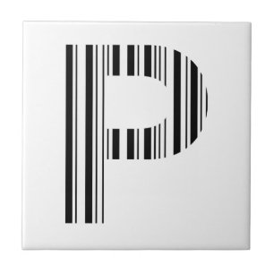 LETTER P BAR CODE First Initial Barcode Pattern Ceramic Tile