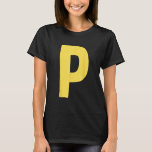 Letter P big and bold in yellow T-Shirt