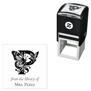 Letter P Butterfly Monogram From the Library Of Self-inking Stamp