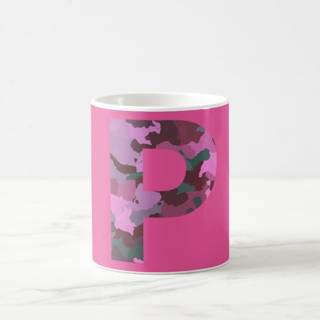 Letter P Camo with Pink Coffee Mug (Center)