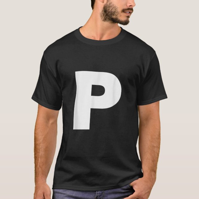Letter P Capital Alphabet Monogram Initial  T-Shirt (Front)