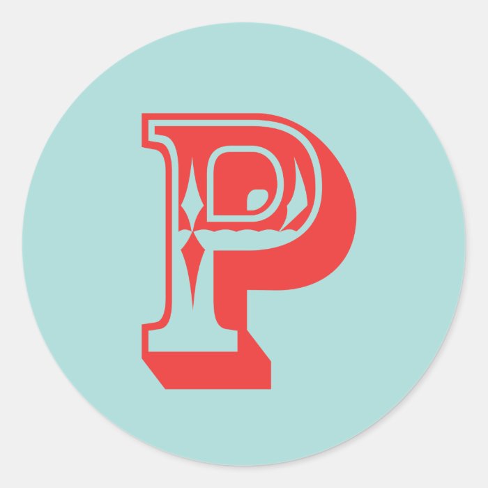 Letter P carnival style monogram initial favor Stickers