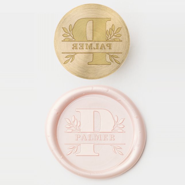 Letter P Classic Foliage Family Name Monogram Wax Seal Stamp (Stamped)