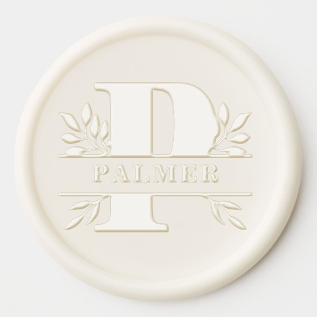 Letter P Classic Foliage Family Name Monogram Wax Seal Sticker (Front)