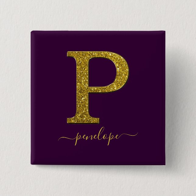 Letter P glitter Button (Front)
