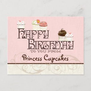 Letter P Happy Birthday Cupcake Business Postcard