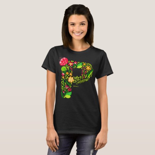 Letter P in Flowers T_Shirt