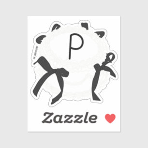Letter P Initial Black And White Bow Vintage Cake  Sticker