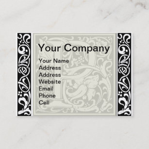 Letter P Medieval Monogram Art Nouveau Business Card