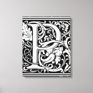 Letter P Medieval Monogram Art Nouveau Canvas Print