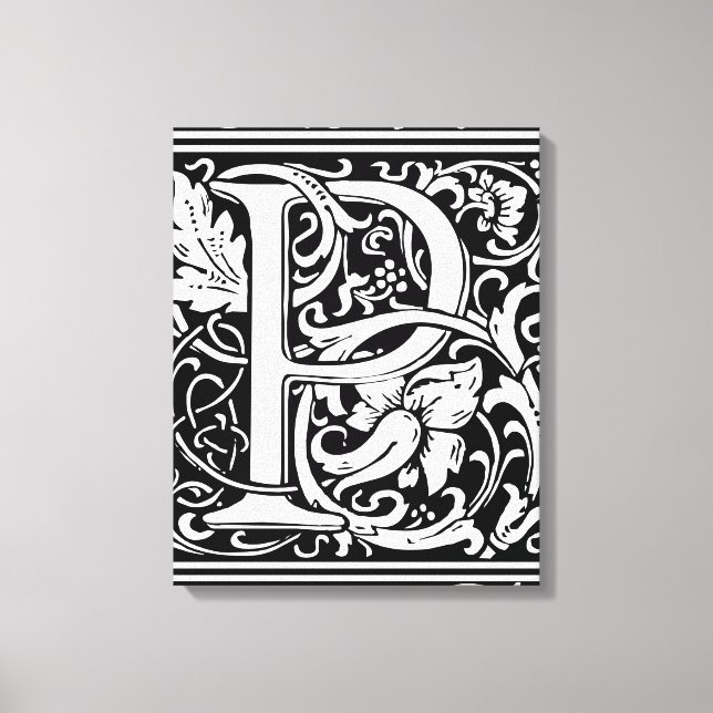 Letter P Medieval Monogram Art Nouveau Canvas Print (Front)