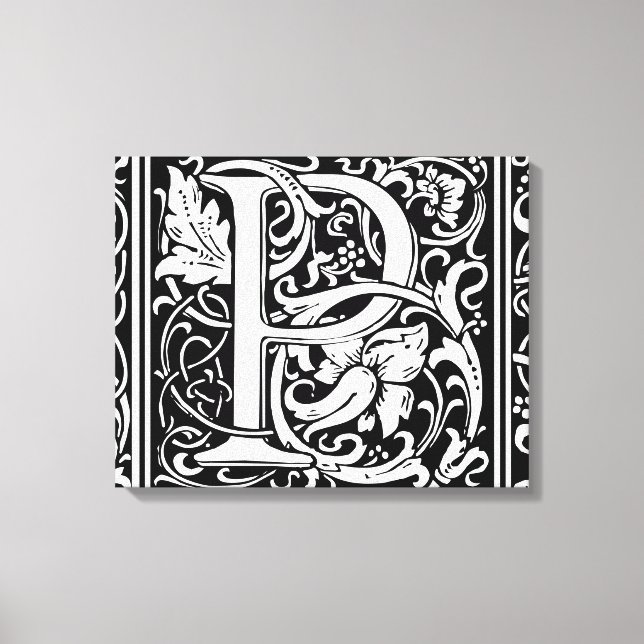 Letter P Medieval Monogram Art Nouveau Canvas Print (Front)