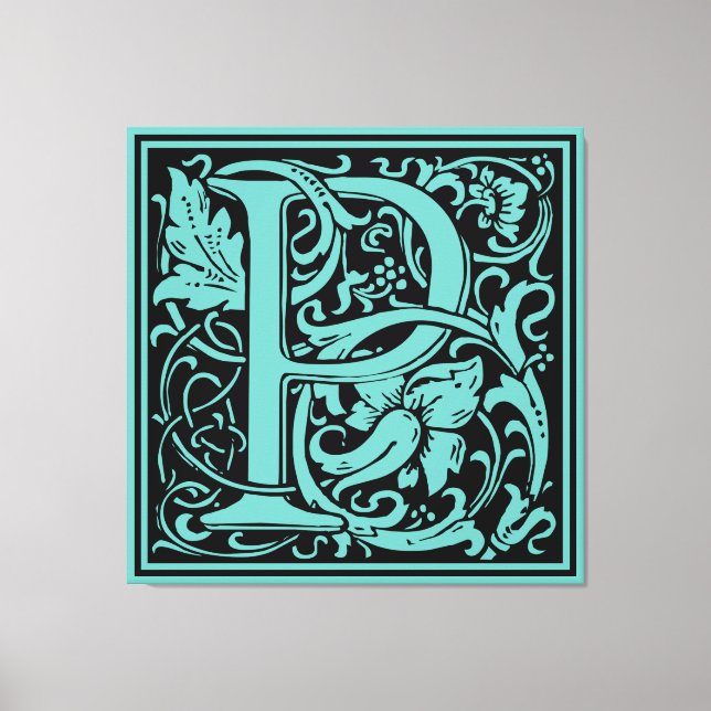 Letter P Medieval Monogram Art Nouveau Canvas Print (Front)